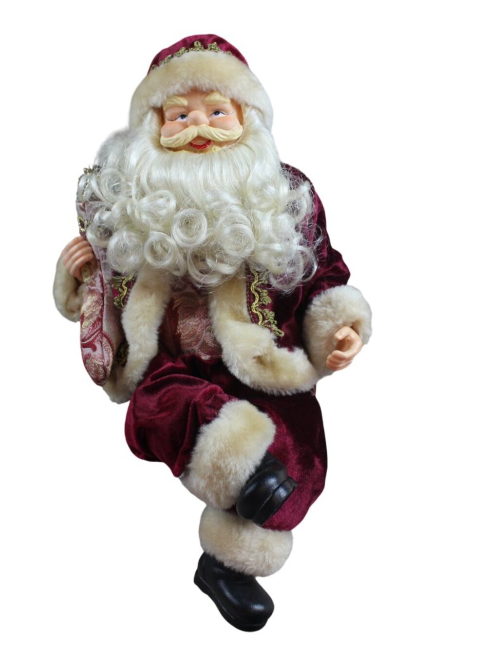 Vintage Santa Claus Shelf Sitter w Stocking Christmas Figurine Plastic 13" Flaws